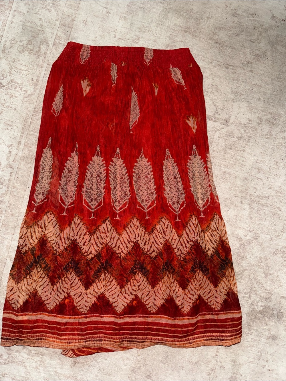Soft Surroundings Red Patterned Bohemian Skirt - Picture 2 of 6